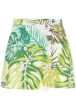 Amir Slama palm leaf print mini skirt - Green