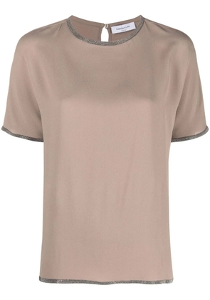 Fabiana Filippi embellished crew-neck T-shirt - Brown