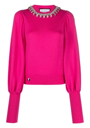 Philipp Plein Crystal-embellished wool knitted jumper - Pink