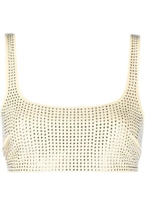 Patrizia Pepe crystal embellished crop tank top - Yellow