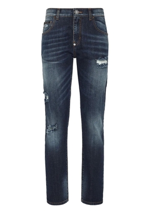 Philipp Plein distressed-effect denim trousers - Blue