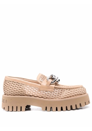 Casadei chain-trimmed platform loafers - Neutrals