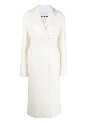 Jil Sander belted single-breasted coat - White