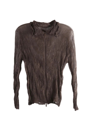 Issey Miyake pleated zip top - Brown