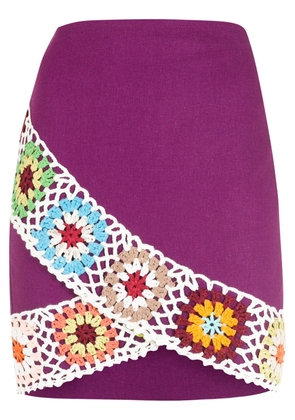 Olympiah crochet wrap-front mini skirt - Purple