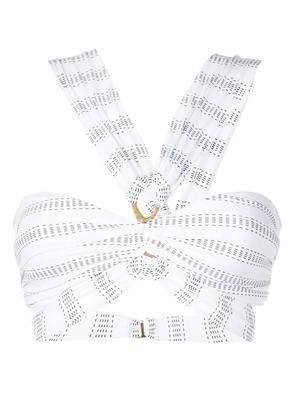 Amir Slama striped ring-detail bikini top - White