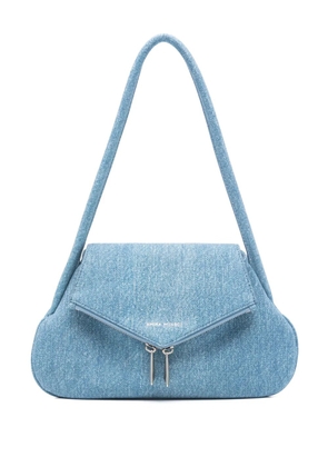 Amina Muaddi Gemini suede shoulder bag - Blue