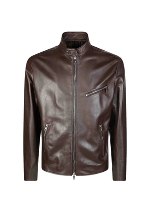 Tagliatore zip leather jacket - Brown
