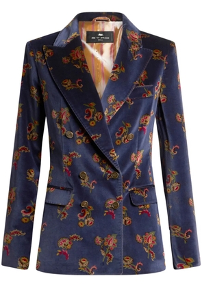 ETRO floral velvet blazer - Blue