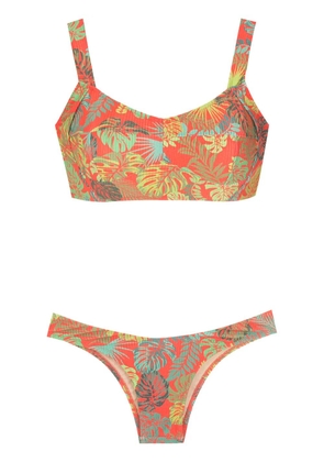 Amir Slama palm leaf print bikini - Red