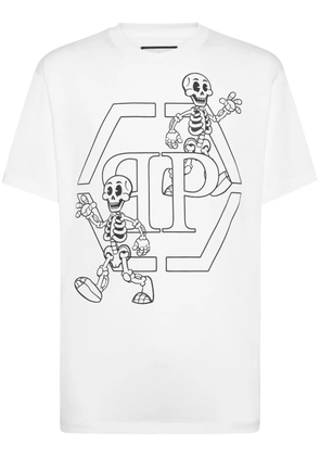 Philipp Plein Skeleton-print cotton T-shirt - White