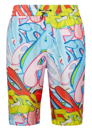 Philipp Plein Bombing Graffiti silk bermuda shorts - Blue