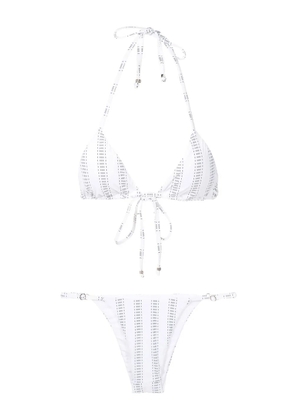 Amir Slama stripe-print triangle bikini set - White