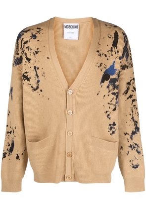 Moschino paint-splatter wool cardigan - Brown