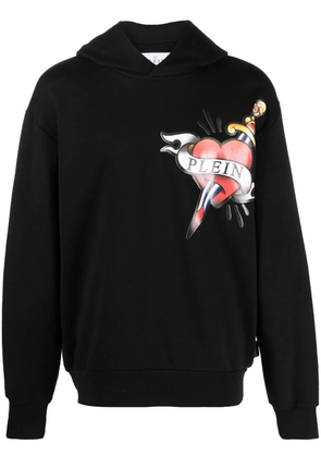 Philipp Plein heart & dagger-print hoodie - Black
