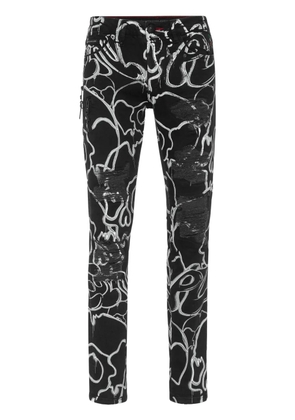 Philipp Plein skull&bones straight-leg jeans - Black
