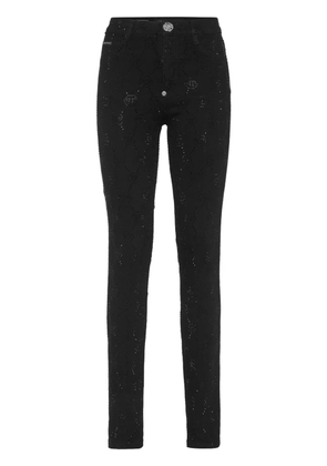 Philipp Plein monogram high-waisted jegging trousers - Black