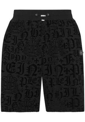 Philipp Plein Gothic Plein-print track shorts - Black