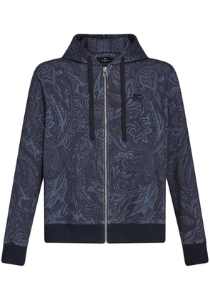 ETRO paisley-print zip-up cotton hoodie - Blue