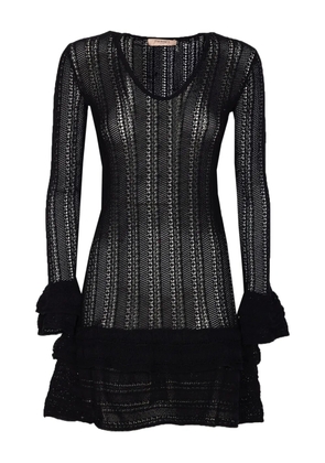 TWINSET perforated ruffled mini dress - Black