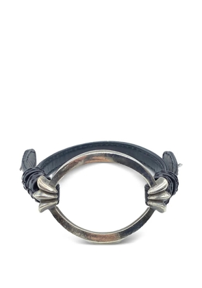 Chrome Hearts open oval leather bracelet - Silver