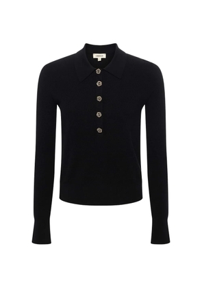 L'Agence button-embellishment polo top - Black