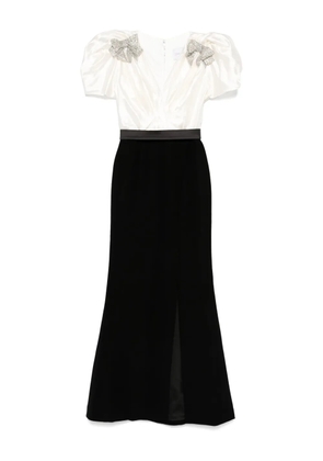 SILK LOVE & LACE embellished puff-sleeve dress - Black