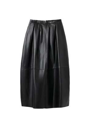 House Of Dagmar curved leather midi skirt - Black