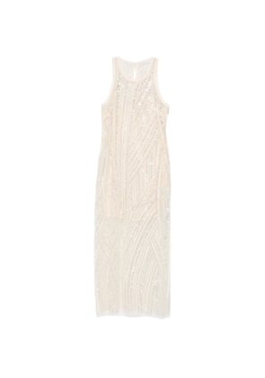 Patrizia Pepe embroidered midi dress - Neutrals