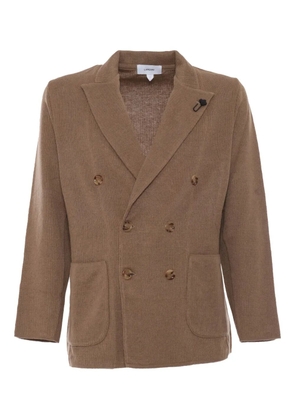 Lardini double-breasted ribbed blazer - Brown