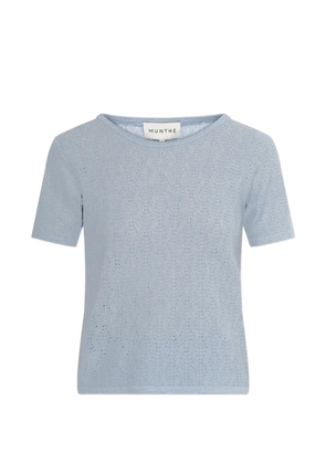 MUNTHE Boyli pointelle-knit T-shirt - Blue