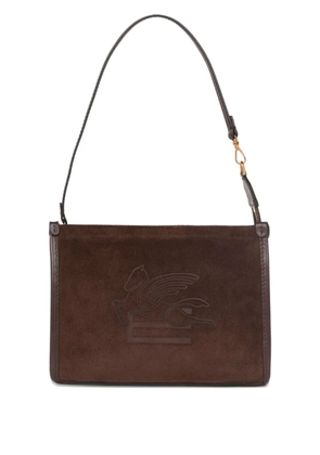 ETRO small logo-embossed suede shoulder bag - Brown