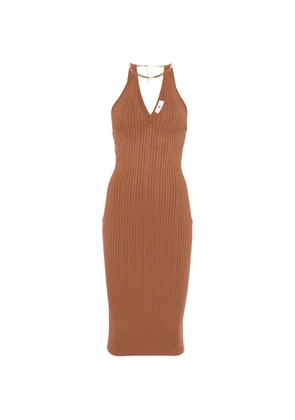 Elisabetta Franchi V-neck ribbed dress - Brown