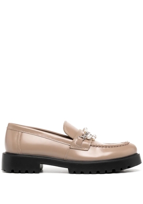 Tory Burch embellished classic loafers - Brown