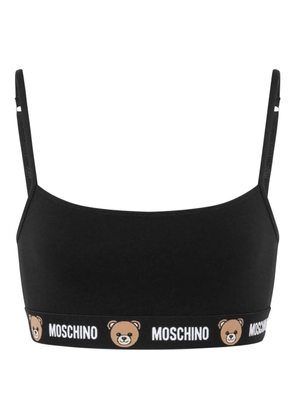 Moschino teddy-print cotton bra - Black