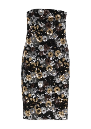 Max Mara sequin-embellished floral-print midi dress - Black