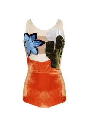 Brigitte Carnaval Festival Deserto appliquéd-design swimsuit - Orange
