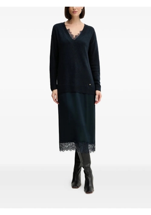 Pedro Del Hierro lace-detail V-neck midi dress - Blue