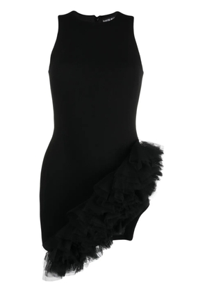 David Koma ruffle-hem asymmetric minidress - Black