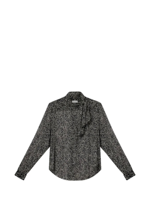 MARANT ÉTOILE pussy-bow print leona top - Black