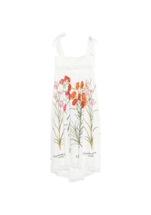 Alberta Ferretti floral-detail tie-strap midi dress - White