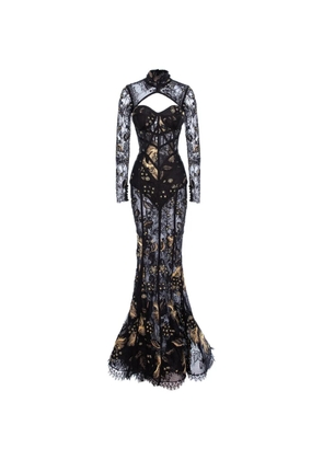 MITILIANE COUTURE embroidered lace maxi dress - Black