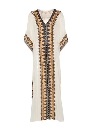 Dolci Follie abstract-print beaded kaftan - Neutrals
