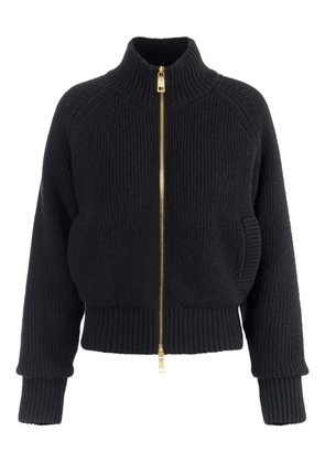 Elisabetta Franchi ribbed-knit zip-front bomber jacket - Black