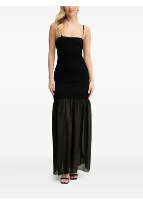 SIMONA CORSELLINI embellished-straps tiered maxi dress - Black