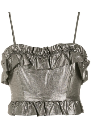 Olympiah ruffle-trim foil top - Metallic