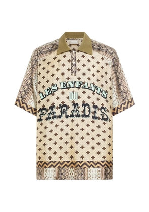 Pierre-Louis Mascia Aloe geometric-pattern polo shirt - Neutrals