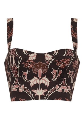 Cara Cara Claudine floral-print corset top - Brown