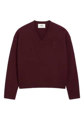AMI Paris Ami De Coeur V-Neck wool sweater - Red