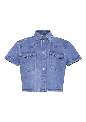 Cara Cara collared denim crop top - Blue